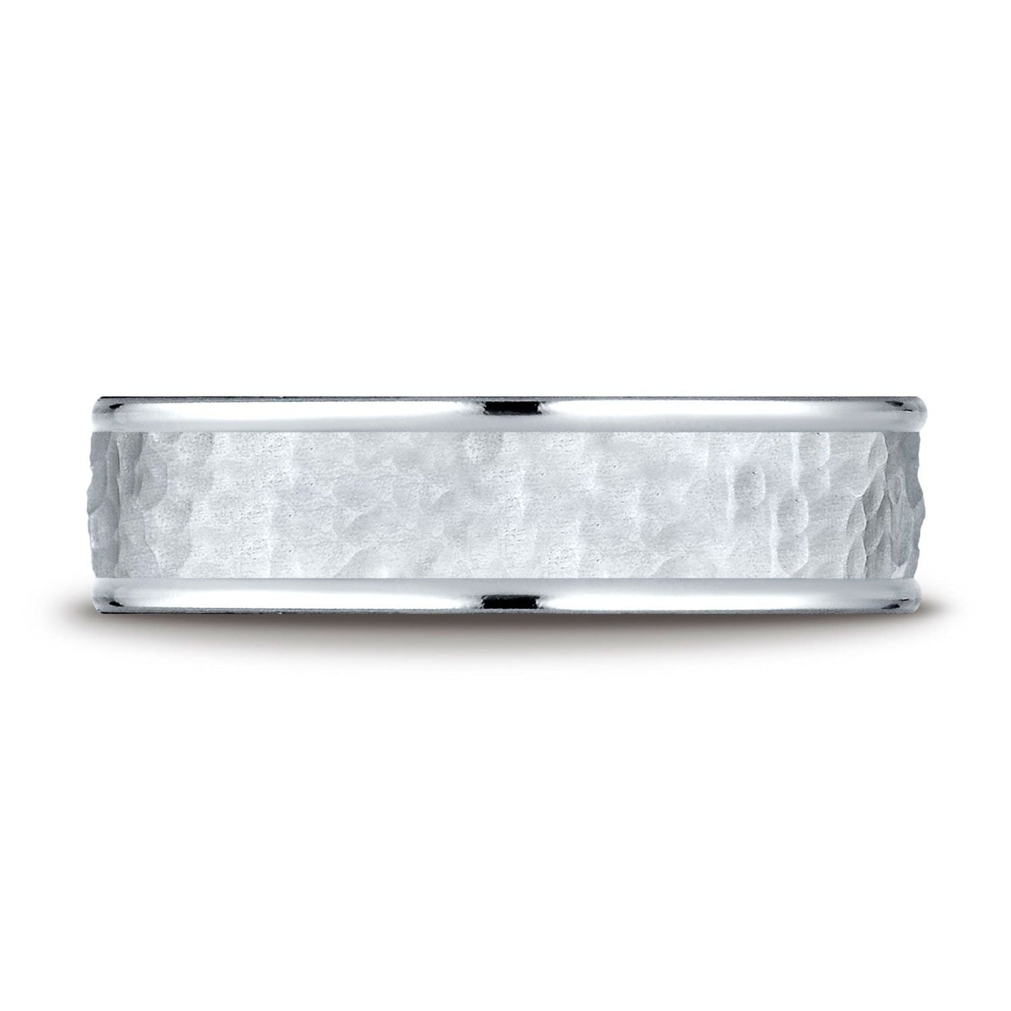 6mm Hammered Finish Carved Wedding Band, in Platinum | RockHer