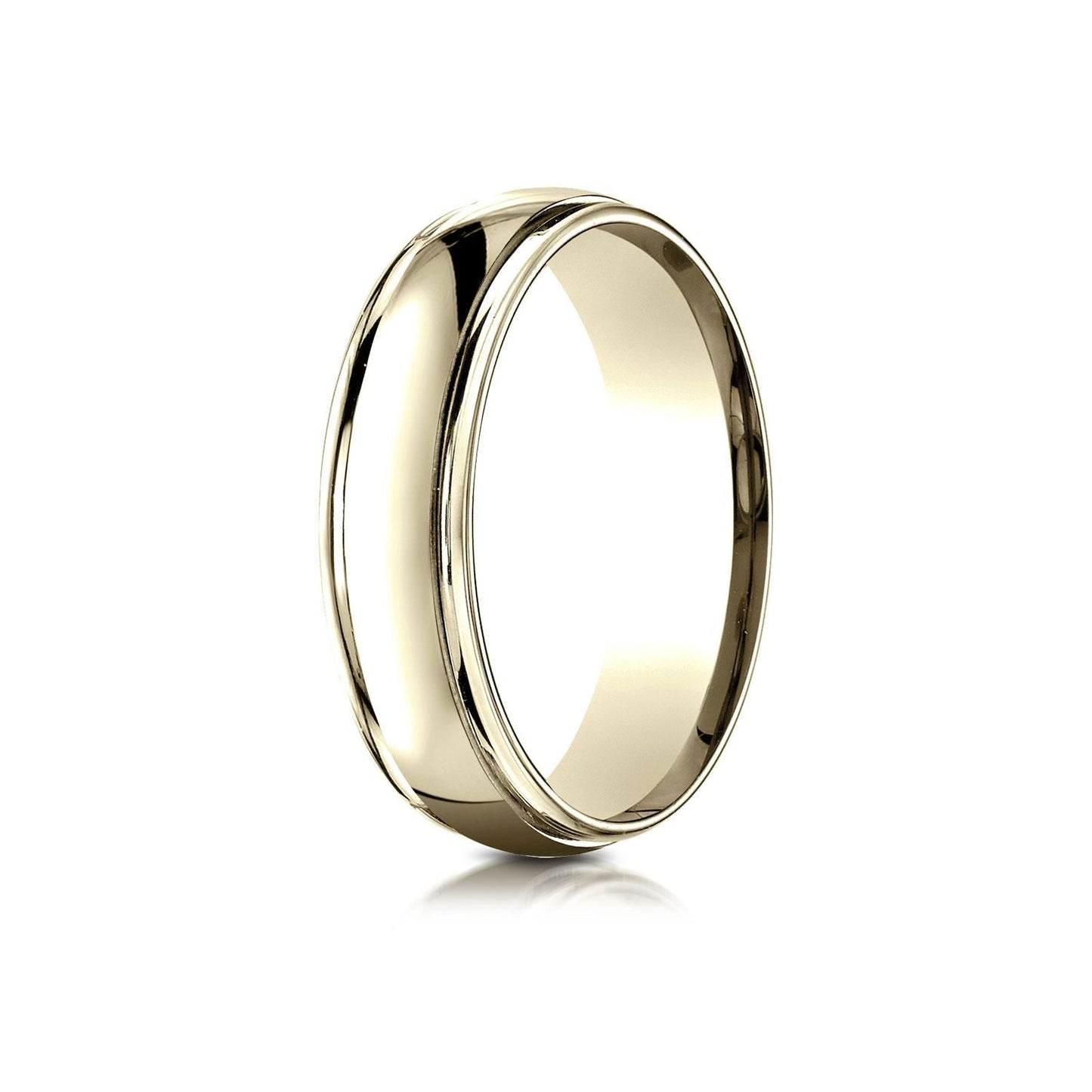 6mm High Polish Carved Wedding Band, in 14K Yellow Gold | RockHer