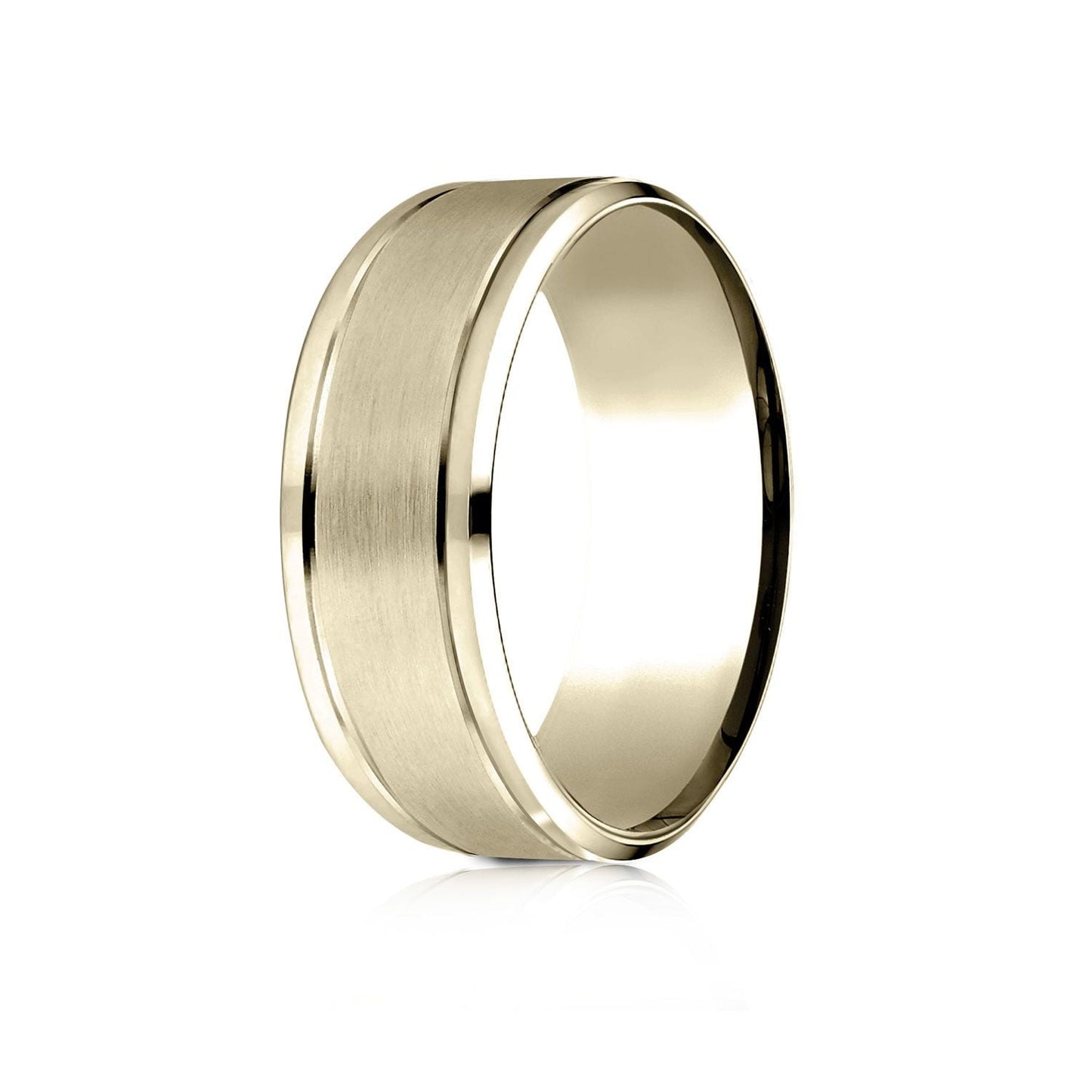 8mm Satin Finish Carved Wedding Band, in 14K Yellow Gold | RockHer