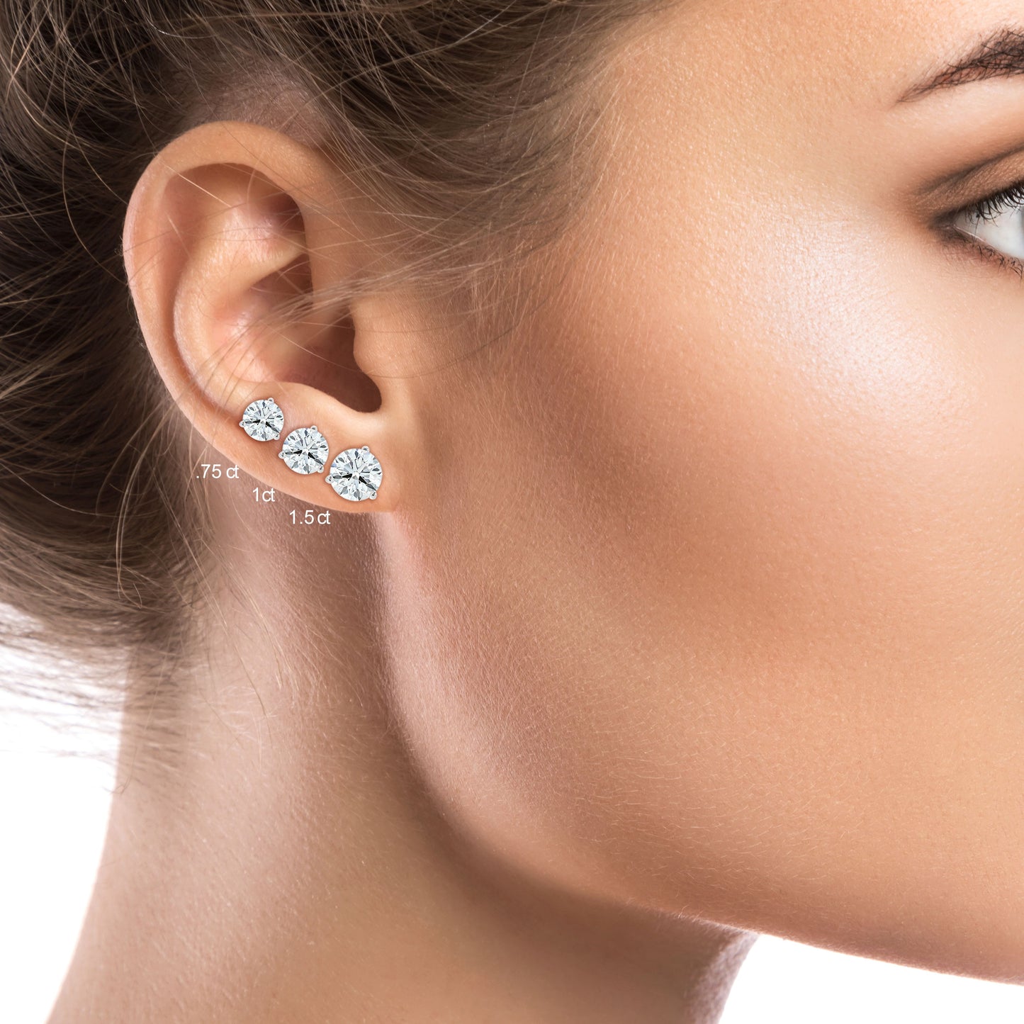 Natural Diamond Round Brilliant Stud Earrings in Platinum, 3/4 ct. t.w., in 950 - Platinum – view 5 | RockHer