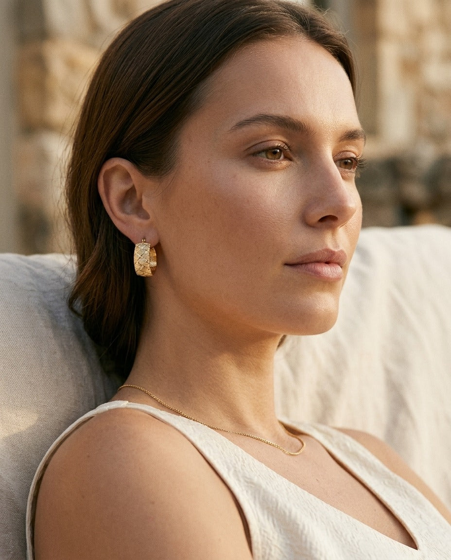 ต่างหู Wide Textured Hoop Earrings จาก RockHer