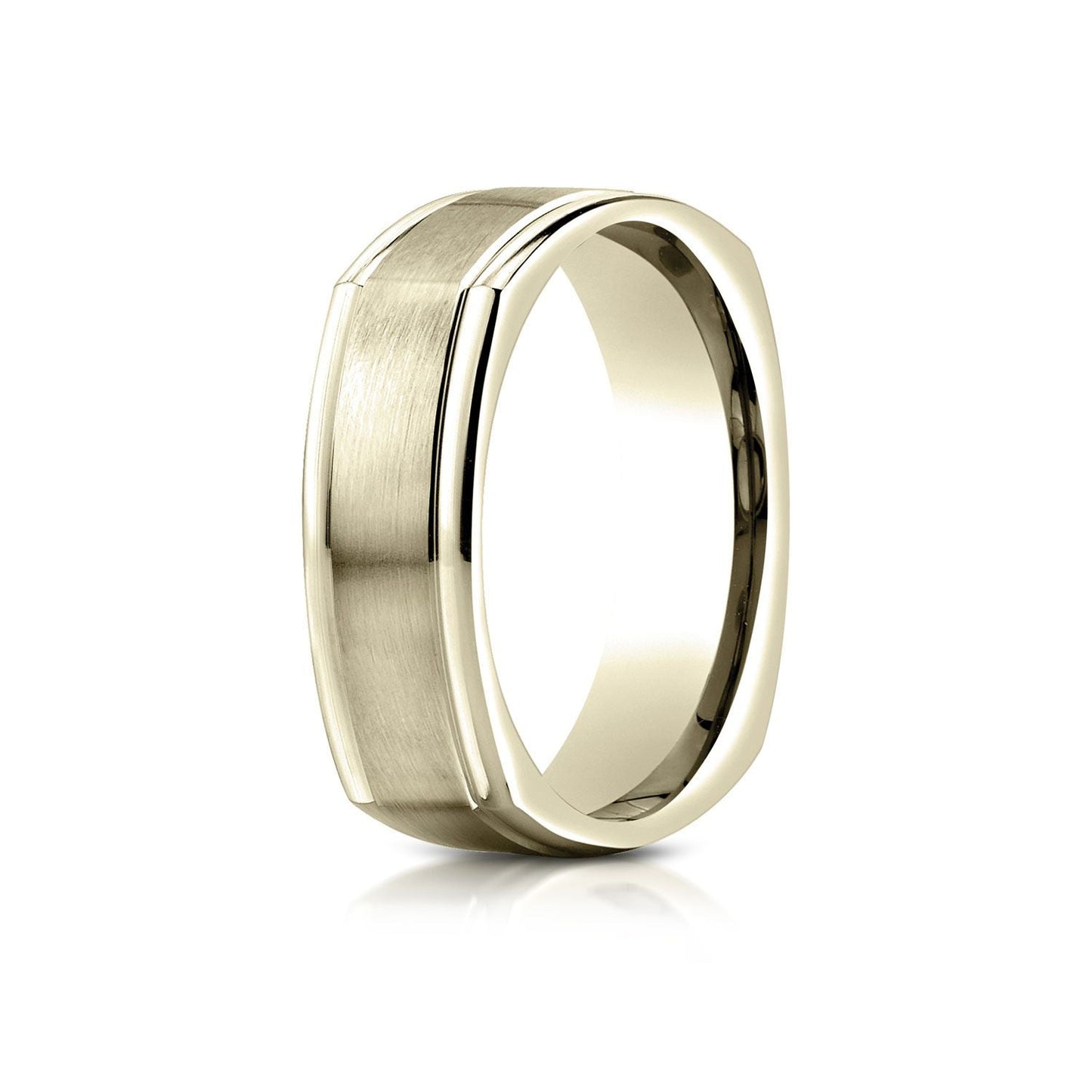 7mm Satin Finish Carved Wedding Band, in 14K Yellow Gold | RockHer
