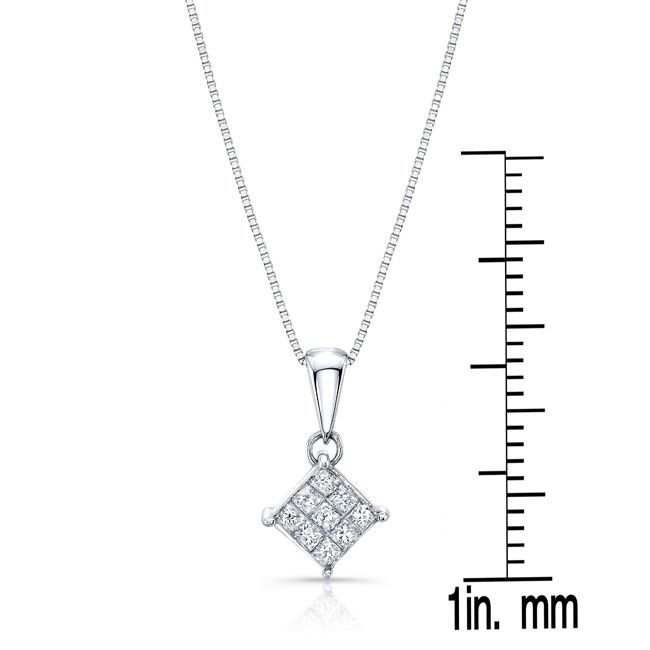 Natural Diamond Princess Cut Pendant in 18K White Gold, 4 ct. t.w. – front view | RockHer