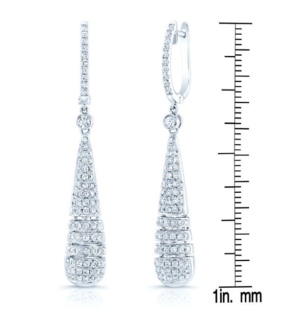 18K White Gold 1 1/3ct Tdw Diamond Earrings (h-i, Si1-si2) – scale reference | RockHer