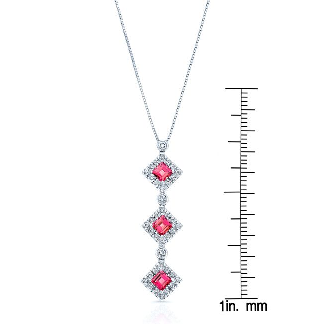 Pink Tourmaline Halo Pendant in 14K White Gold – scale reference | RockHer