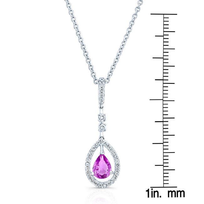 Pink Sapphire & Diamond Pendant, in 14K White Gold – side profile | RockHer
