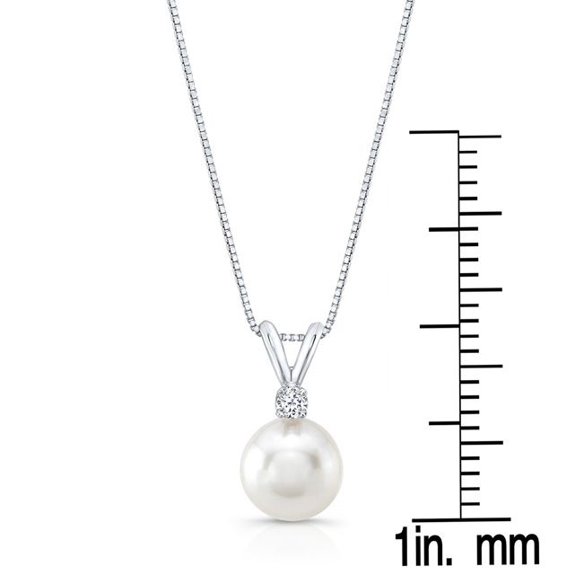 Freshwater Pearl Pear Shape Pendant in 14K White Gold – front view | RockHer
