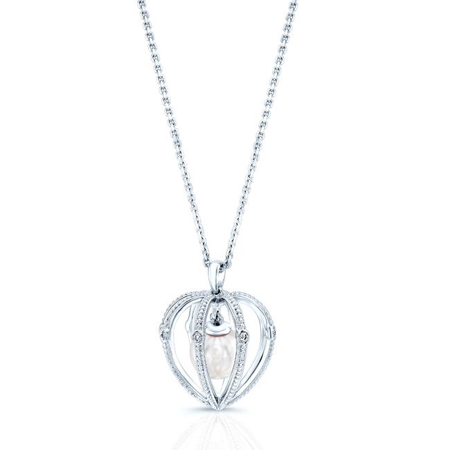 Cultured Pearl Pear Shape Pendant in 14K White Gold – back view | RockHer