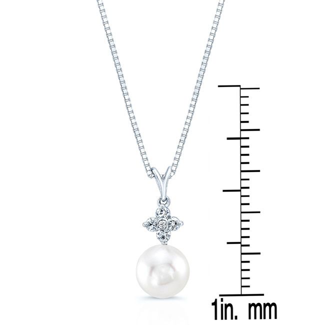 Cultured Pearl Pear Shape Pendant in 14K White Gold – front view | RockHer