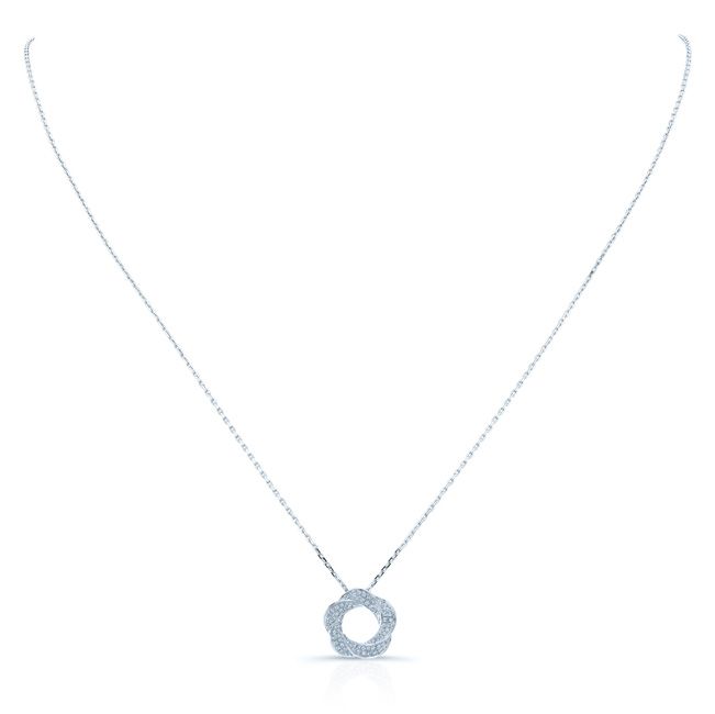 Natural Diamond Round Brilliant Pendant in 14K White Gold – detail view | RockHer