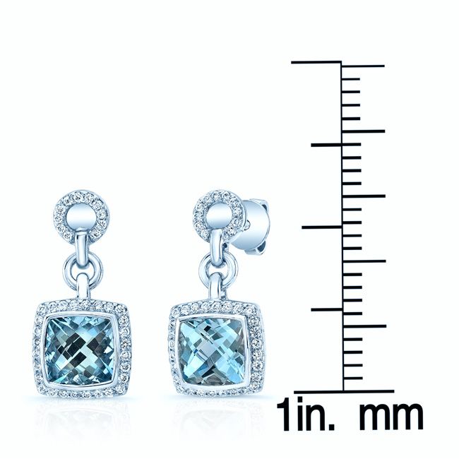 Aquamarine And Diamond Earrings in 14K White Gold – scale reference | RockHer