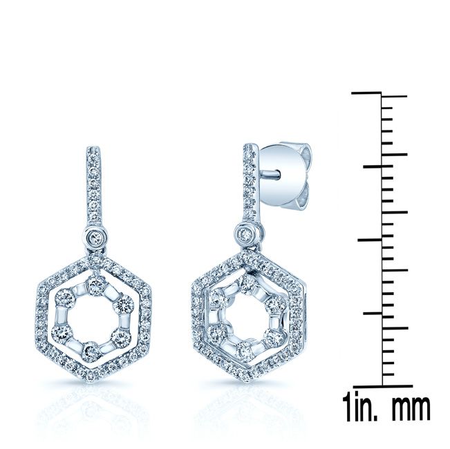 14K White Gold Hexagon Drop Earrings – side profile | RockHer