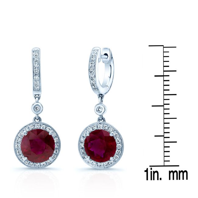 Ruby And Diamond Earrings In 14k White Gold (1/3 Ct. Tw.)
