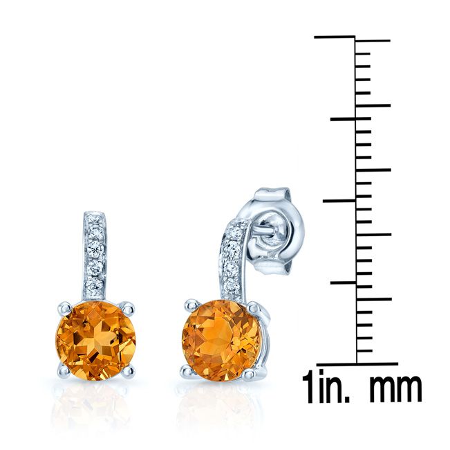 Citrine And Diamond Drop Earrings in 14K White Gold – side profile | RockHer