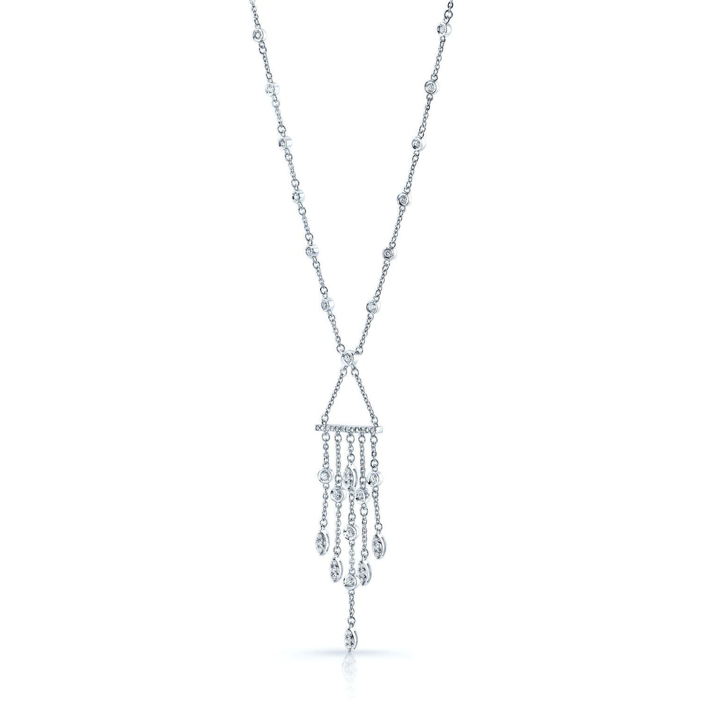 Diamond Wind Chime Dangle Necklace in 14K White Gold – side profile | RockHer