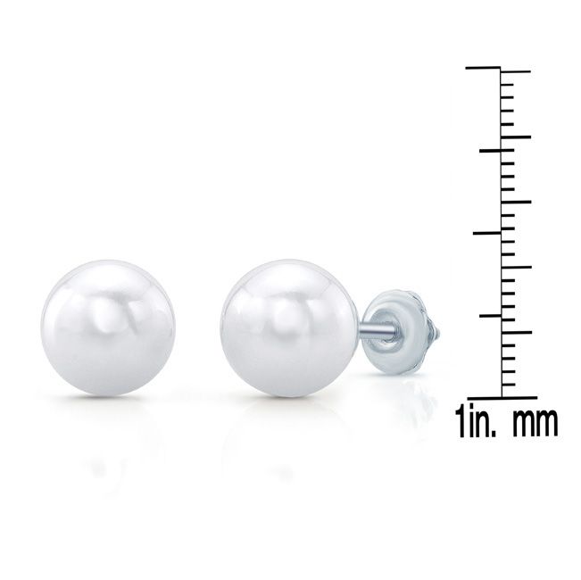 White 7-7.75mm Akoya Pearl Stud Earrings In 14k White Gold