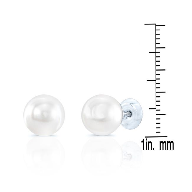 Cultured Pearl Pear Shape Stud Earrings in 14K White Gold – front view | RockHer