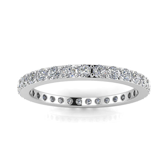 Round Brilliant Cut Diamond Pave Set Eternity Ring In 18k White Gold (0.68ct. Tw.) Ring Size 6.5