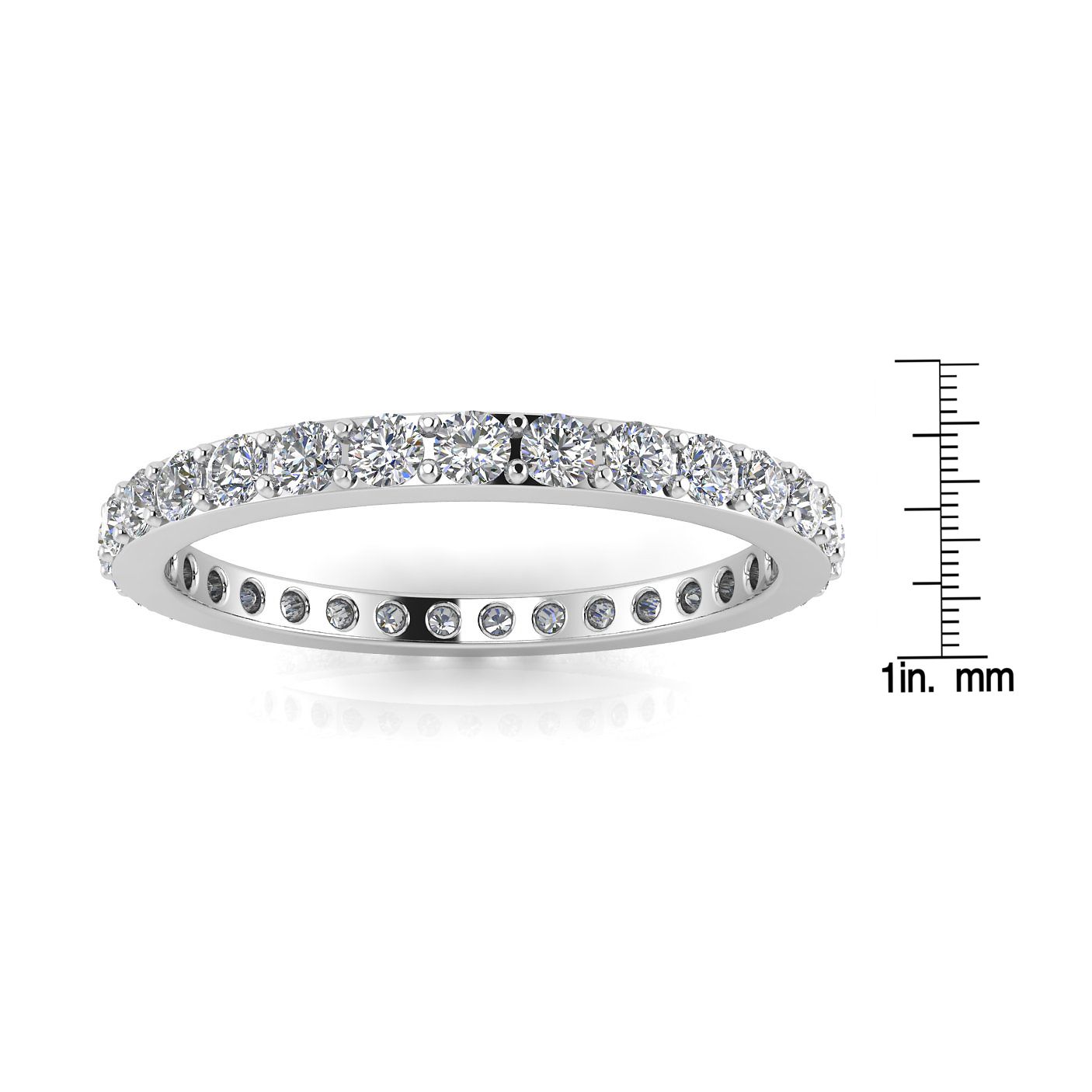Round Brilliant Cut Diamond Pave Set Eternity Ring In 18k White Gold (0.96ct. Tw.) Ring Size 8