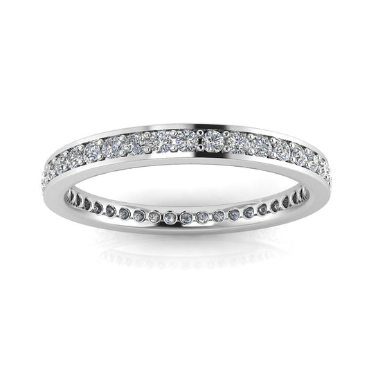 Round Brilliant Cut Diamond Channel Pave Set Eternity Ring In Platinum (0.99ct. Tw.) Ring Size 8