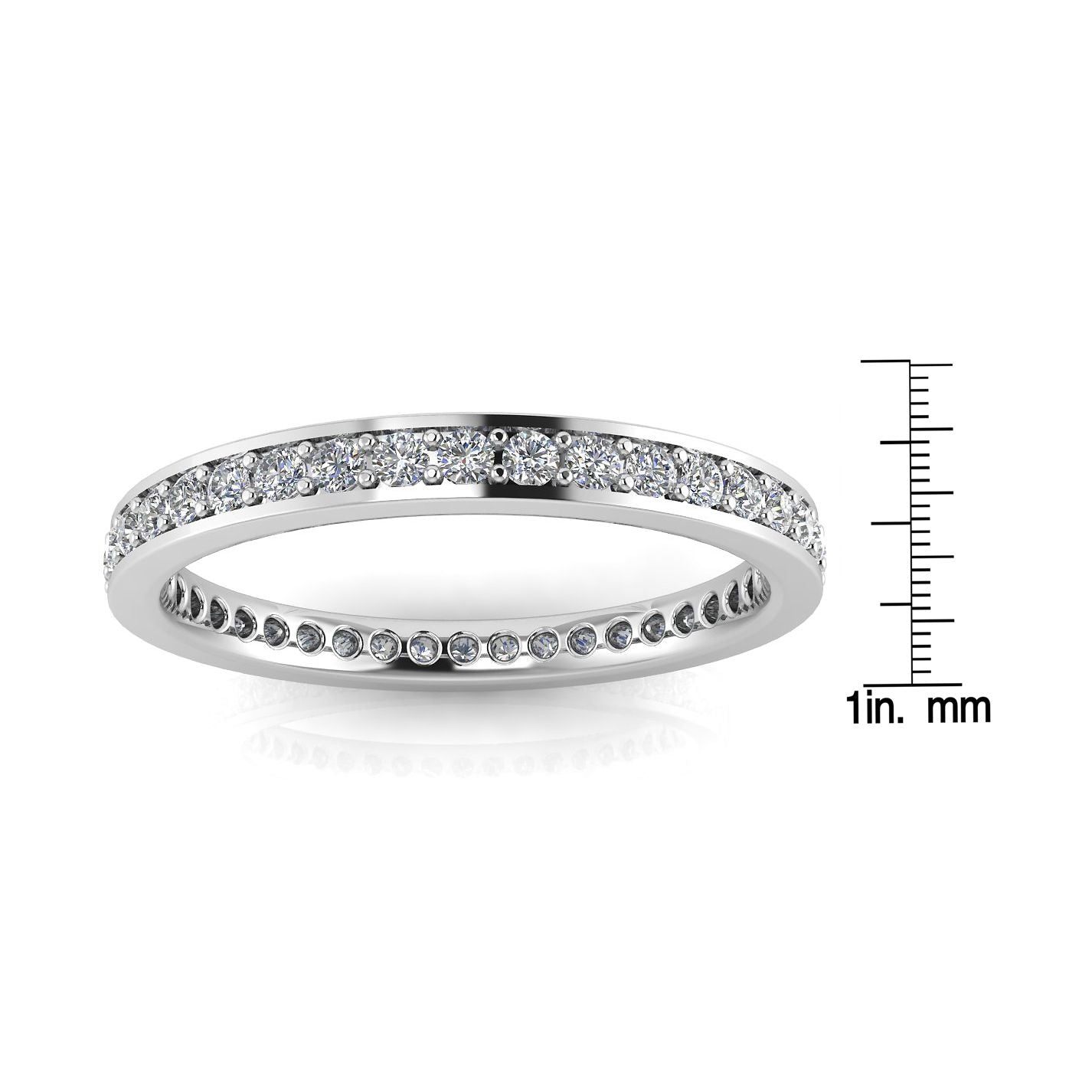 Round Brilliant Cut Diamond Channel Pave Set Eternity Ring In 18k White Gold (0.7ct. Tw.) Ring Size 6.5