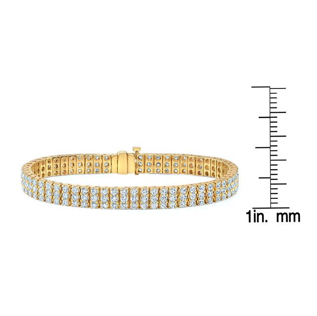 Diamond Round 4-prong Triple Row Bracelet in 14K Yellow Gold – front view | RockHer