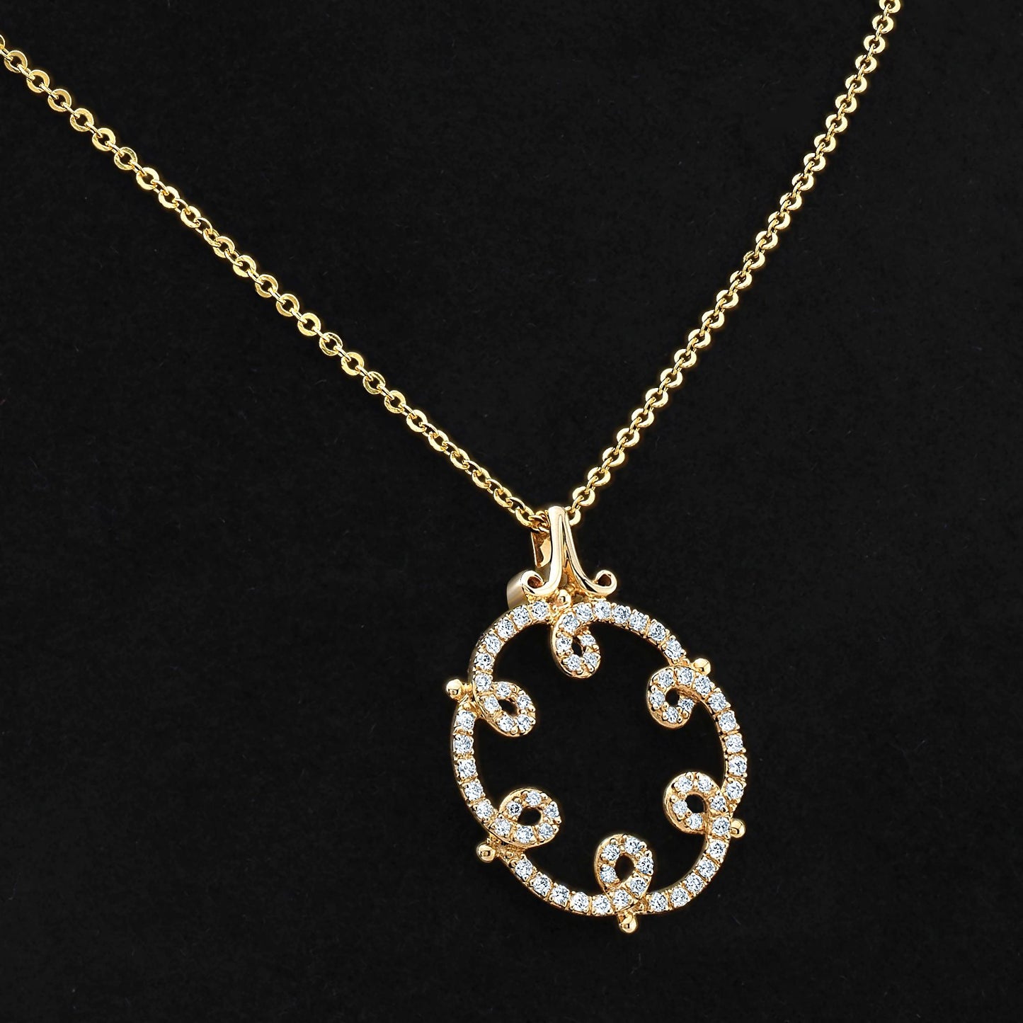 Natural Diamond Round Brilliant Pendant in 14K Yellow Gold – side profile | RockHer