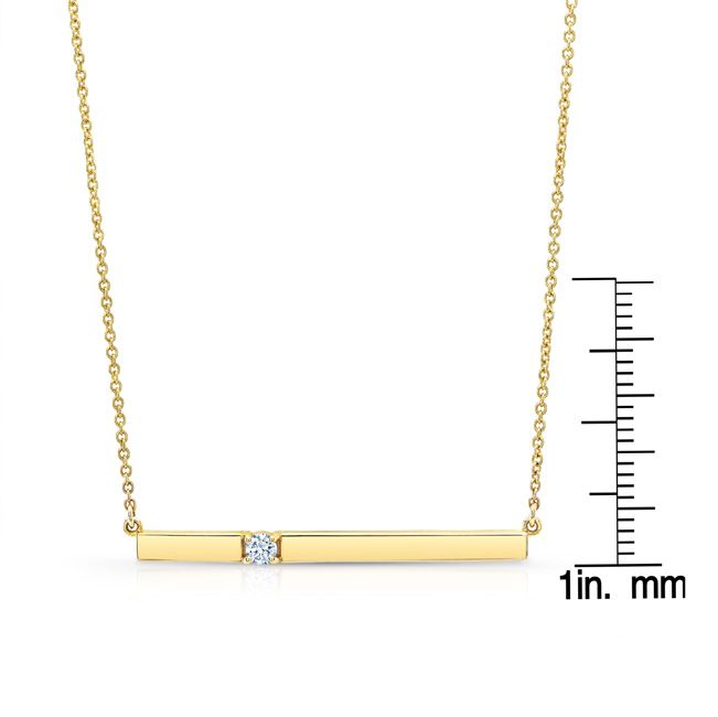 Diamond Bar Necklace in 14K Yellow Gold – front view | RockHer