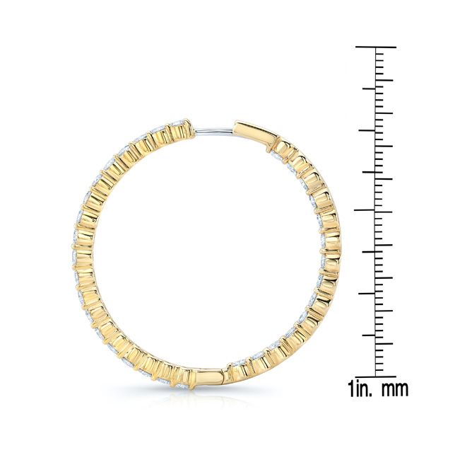 Diamond Hoop Earrings in 14K Yellow Gold (5 Ct. Tw.) Si – side profile | RockHer