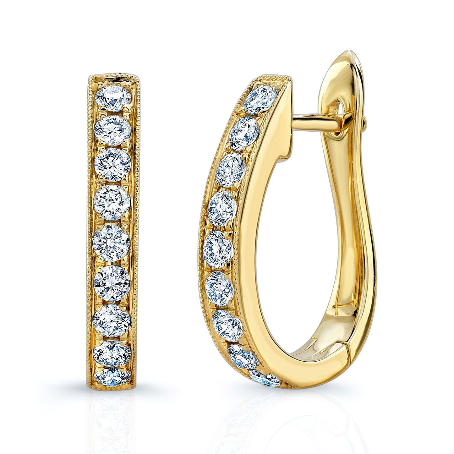 Diamond J Hoop Earrings in 14K Yellow Gold | RockHer
