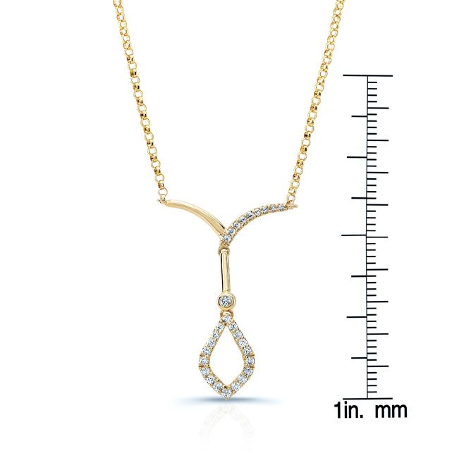 Open Kite Diamond Drop Necklace in 14K Yellow Gold – front view | RockHer