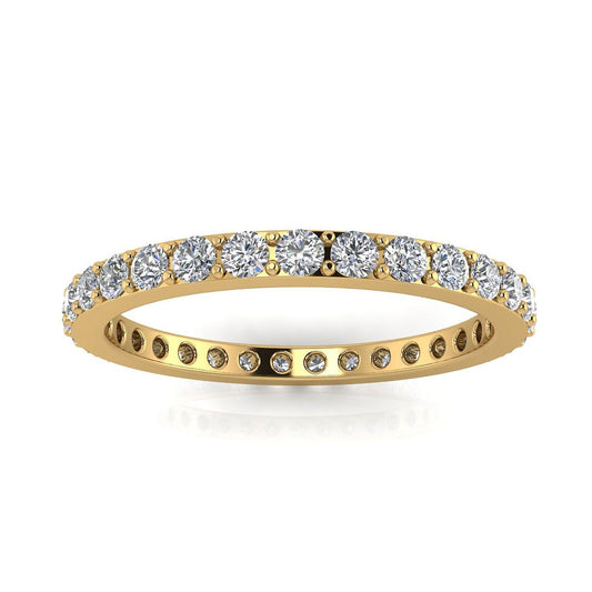 Round Brilliant Cut Diamond Pave Set Eternity Ring In 18k Yellow Gold (1.43ct. Tw.) Ring Size 6