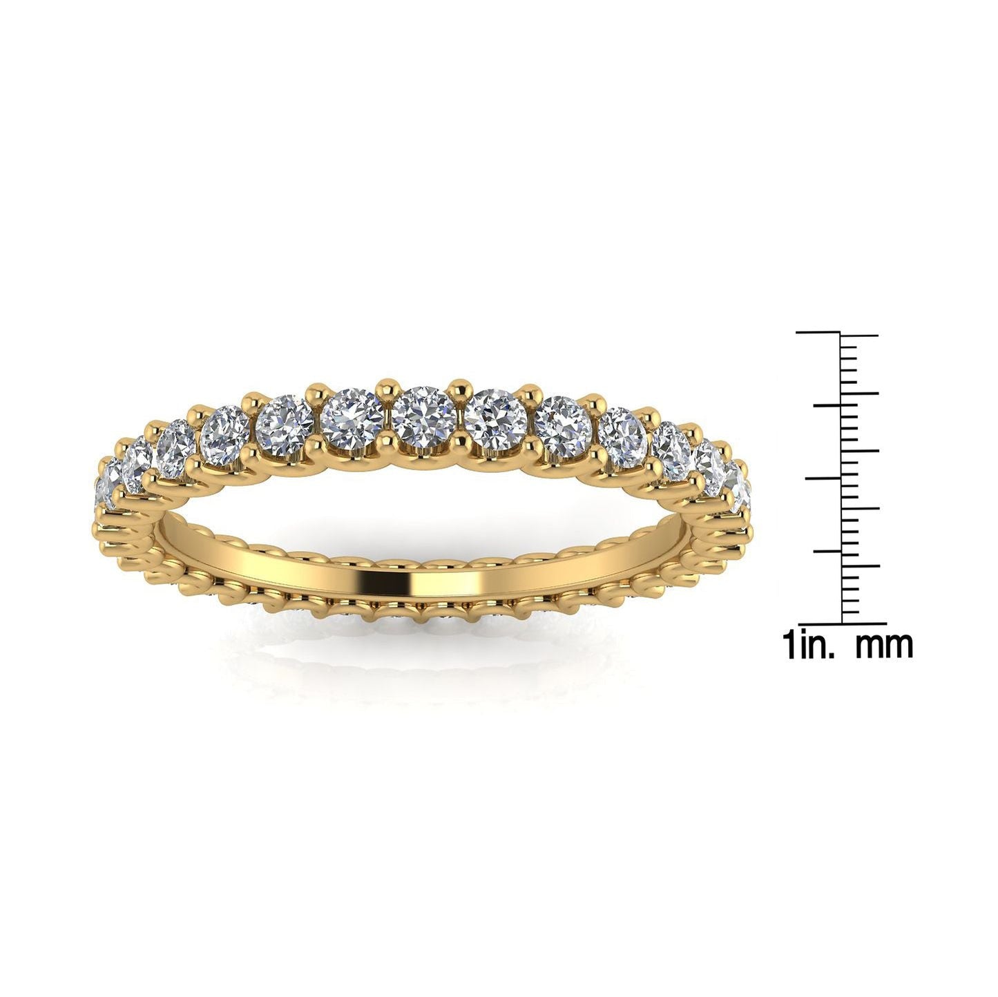 Round Brilliant Cut Diamond Shared Prong Set Eternity Ring In 18k Yellow Gold (0.77ct. Tw.) Ring Size 9