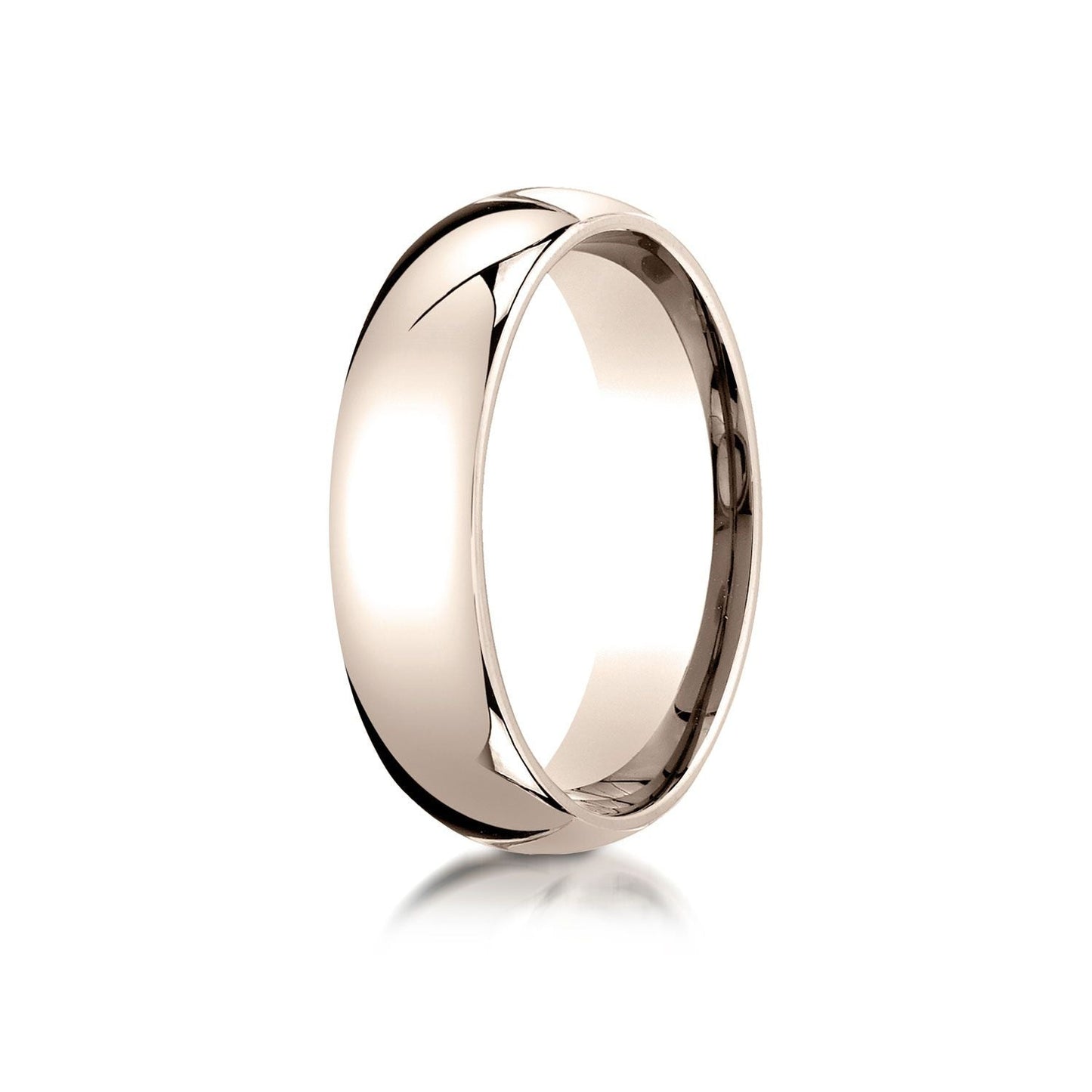 6mm Slightly Domed Comfort-Fit Wedding Band, in 14K Rose Gold | RockHer