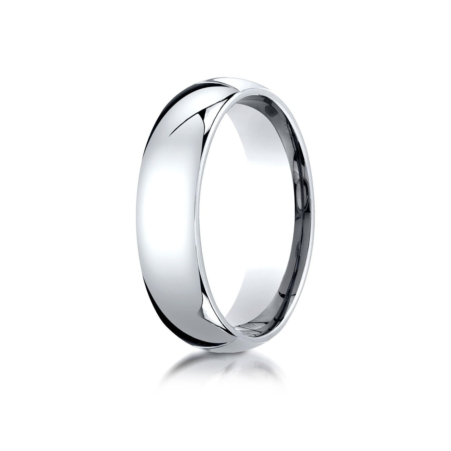 6mm Slightly Domed Comfort-Fit Wedding Band, in 14K White Gold | RockHer