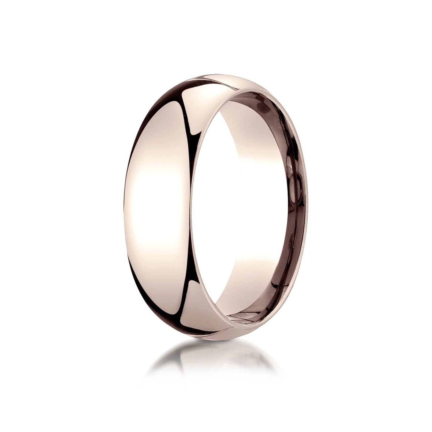 7mm Slightly Domed Comfort-Fit Wedding Band, in 14K Rose Gold | RockHer
