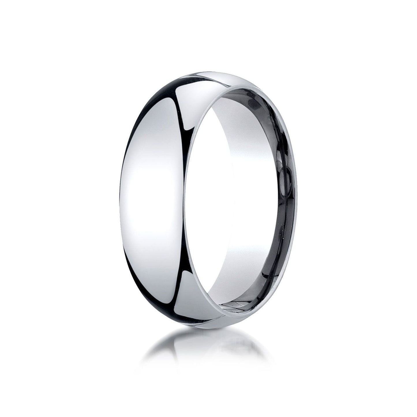 7mm Slightly Domed Comfort-Fit Wedding Band, in 14K White Gold | RockHer