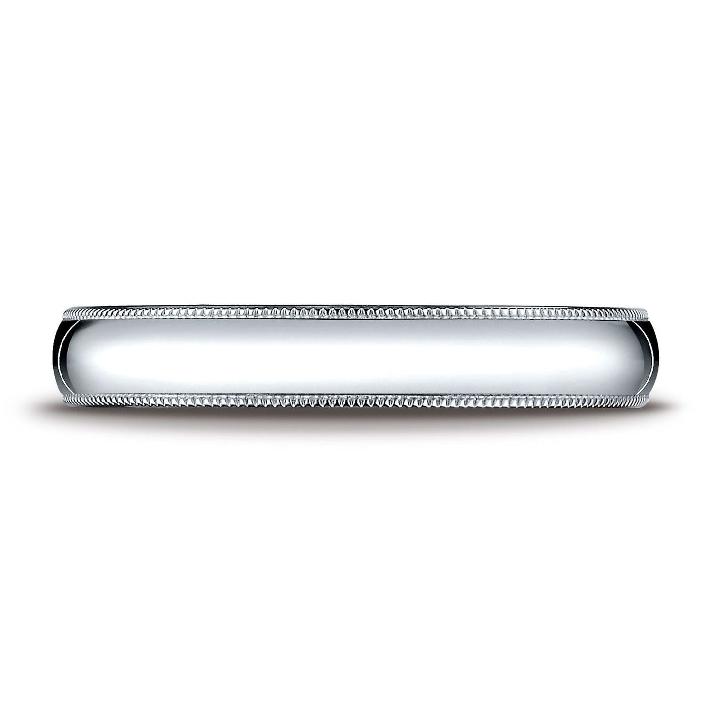 4mm Slightly Domed Double Milgrain Comfort-Fit Wedding Band, in Platinum | RockHer