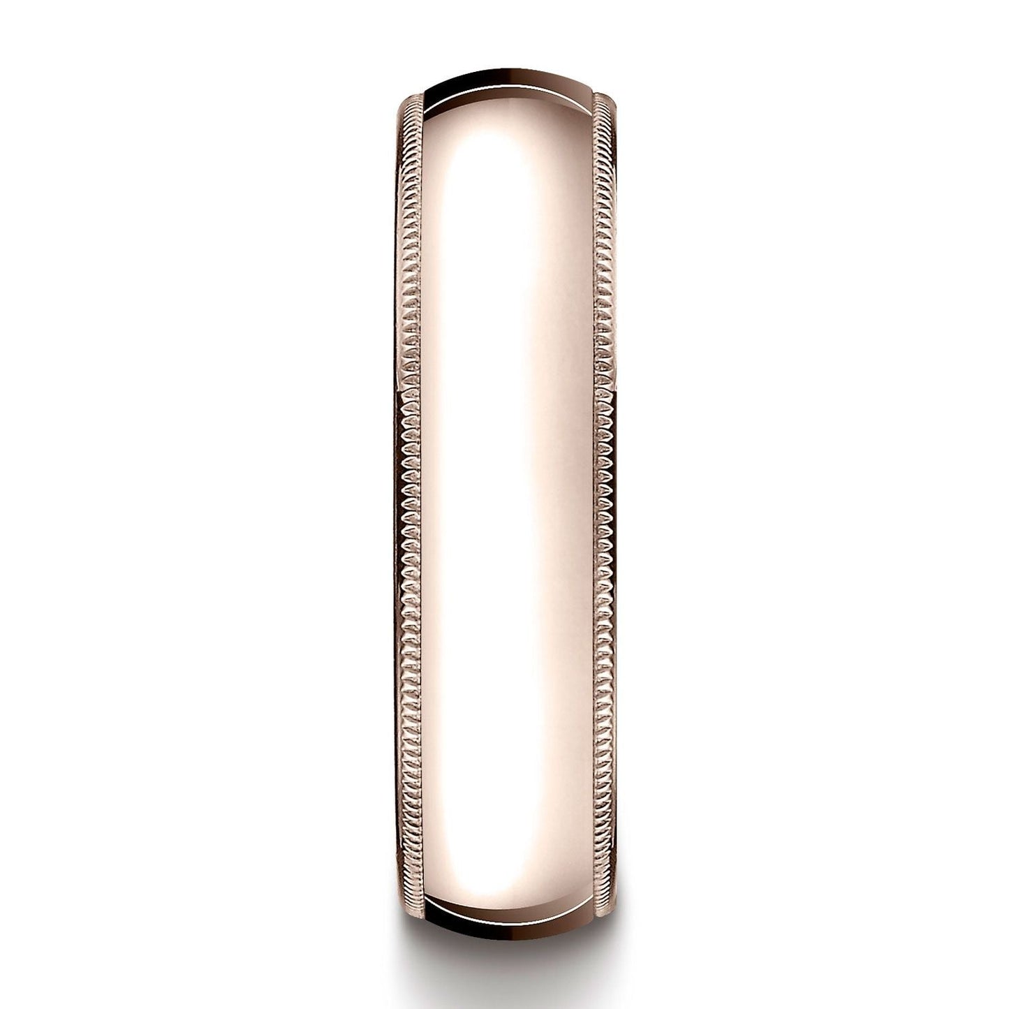 แหวนทองคำชมพู 14k ขนาด 6 มม. แบบโดมเล็ก สวมใส่สบายแบบมาตรฐาน พร้อมลวดลายมิลเกรน