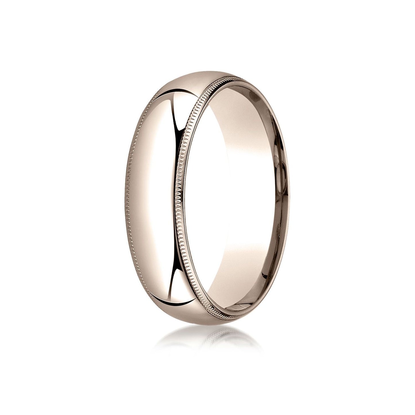 6mm Slightly Domed Milgrain Comfort-Fit Wedding Band, in 14K Rose Gold | RockHer