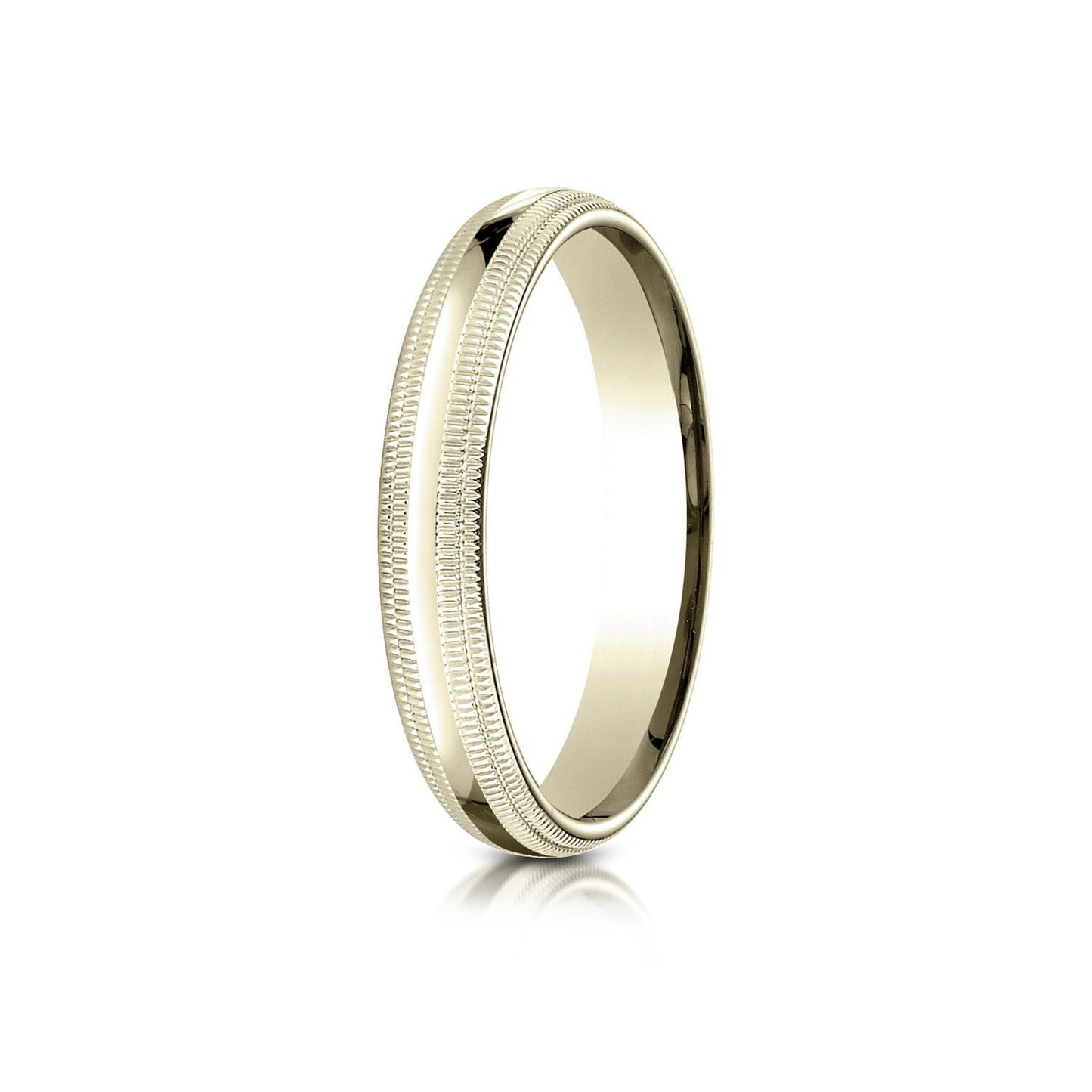 4mm Slightly Domed Double Milgrain Comfort-Fit Wedding Band, in 14K Yellow Gold | RockHer