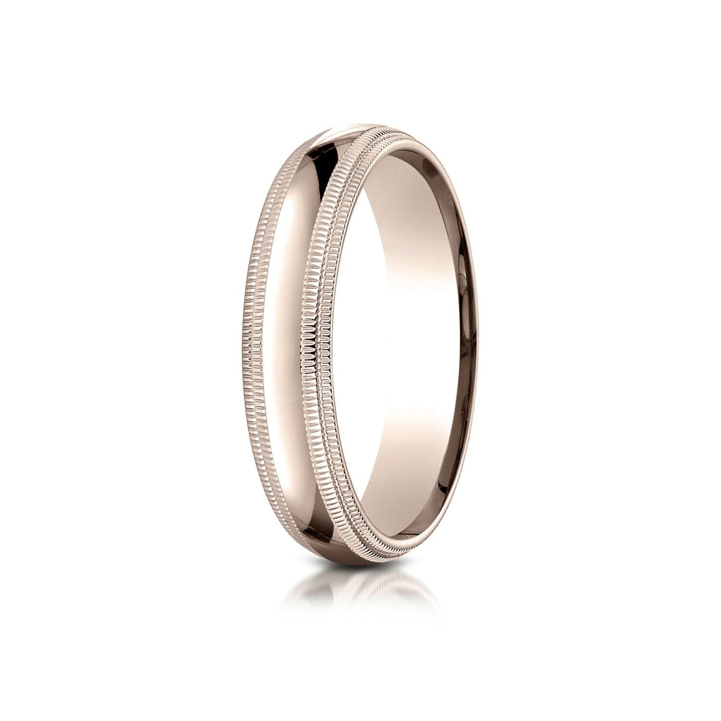5mm Slightly Domed Double Milgrain Comfort-Fit Wedding Band, in 14K Rose Gold | RockHer
