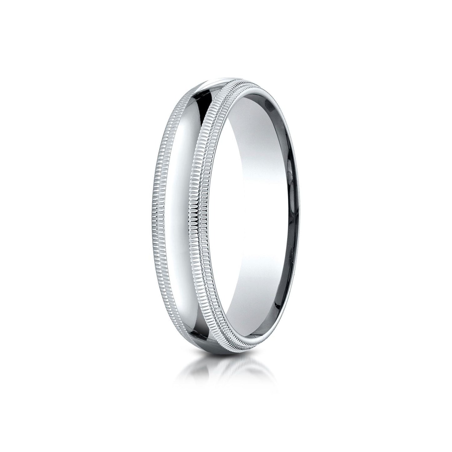 5mm Slightly Domed Double Milgrain Comfort-Fit Wedding Band, in 18K White Gold | RockHer