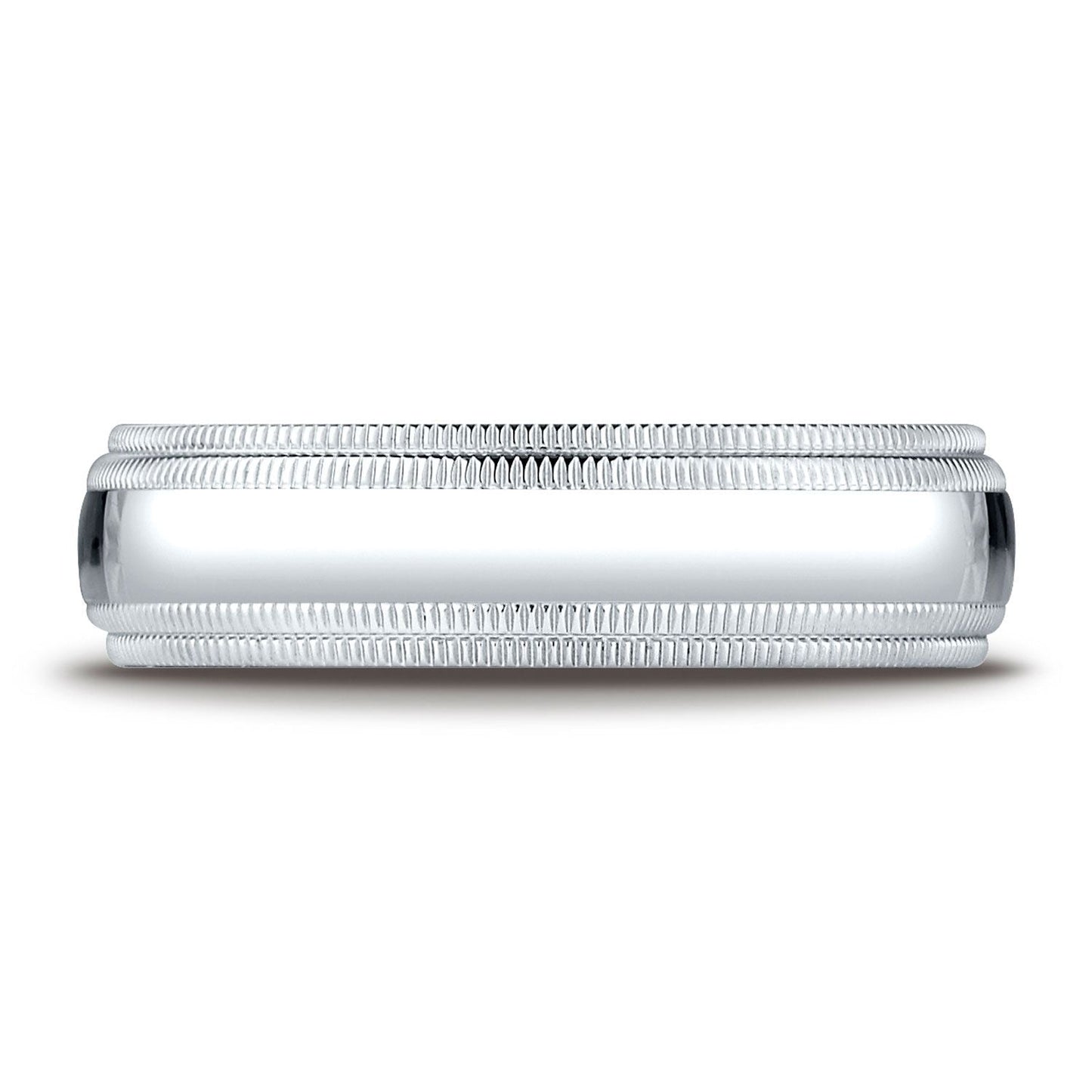 6mm Slightly Domed Double Milgrain Comfort-Fit Wedding Band, in Platinum | RockHer
