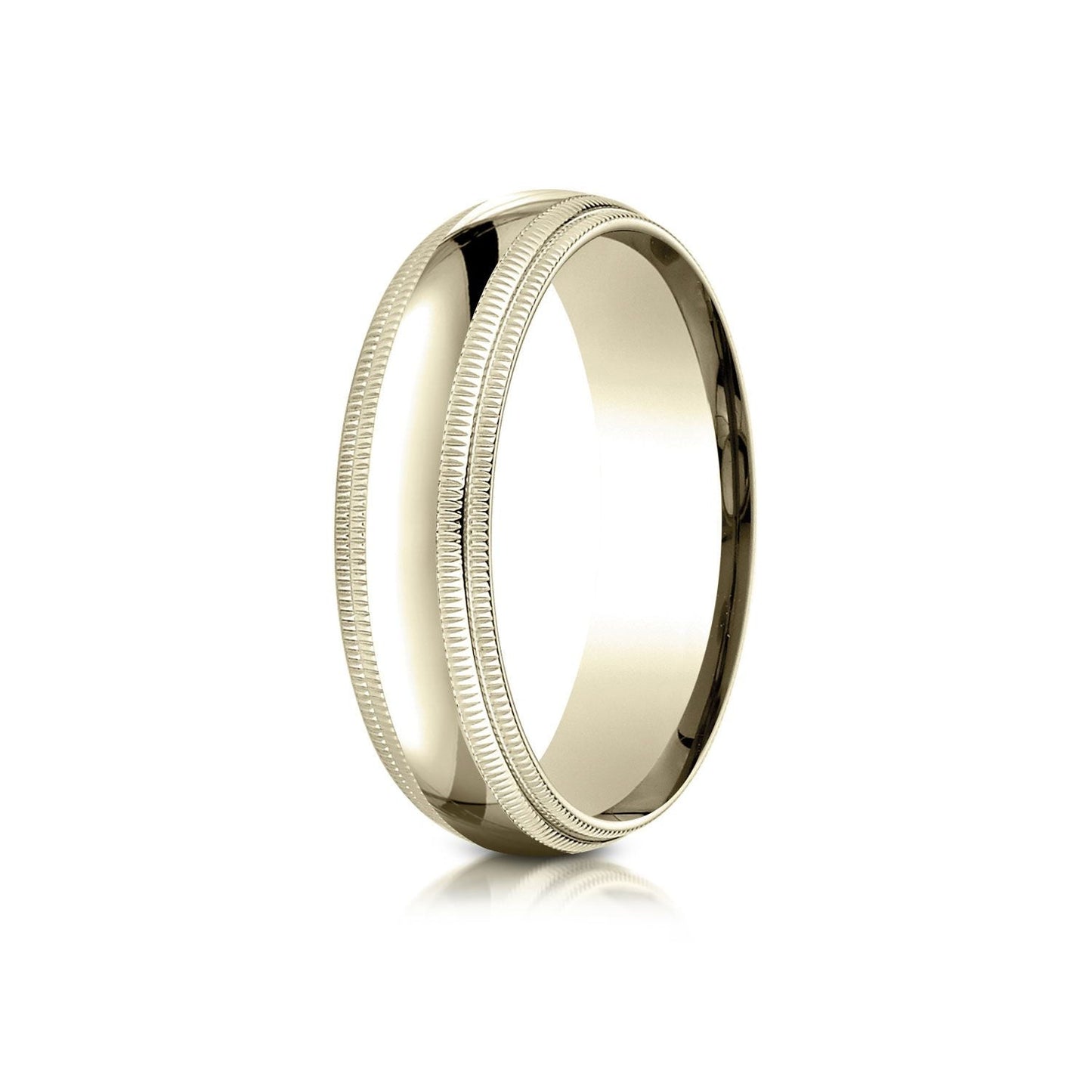 6mm Slightly Domed Double Milgrain Comfort-Fit Wedding Band, in 18K Yellow Gold | RockHer