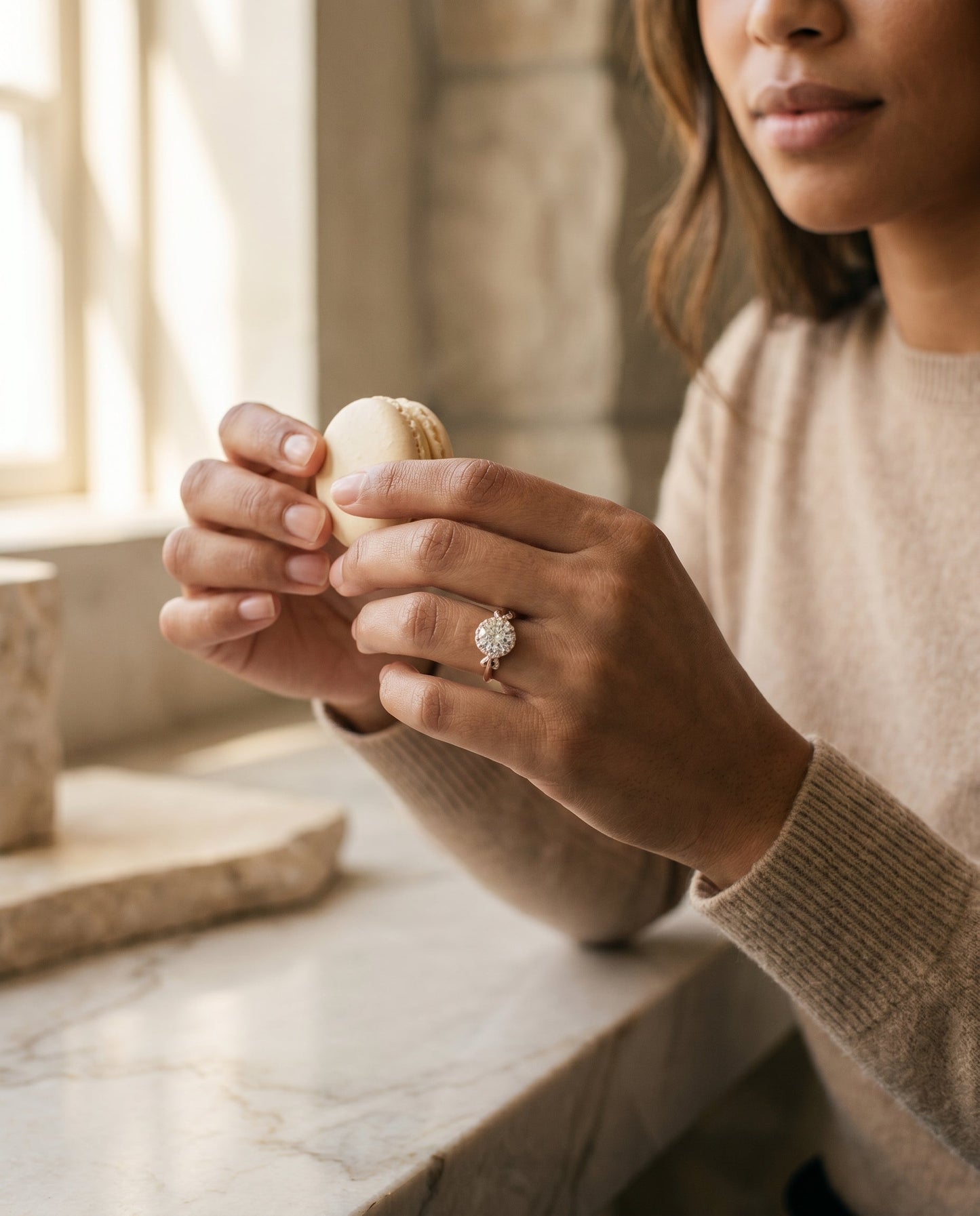Calista Select Love Knot Halo in 14K Rose Gold – view 7