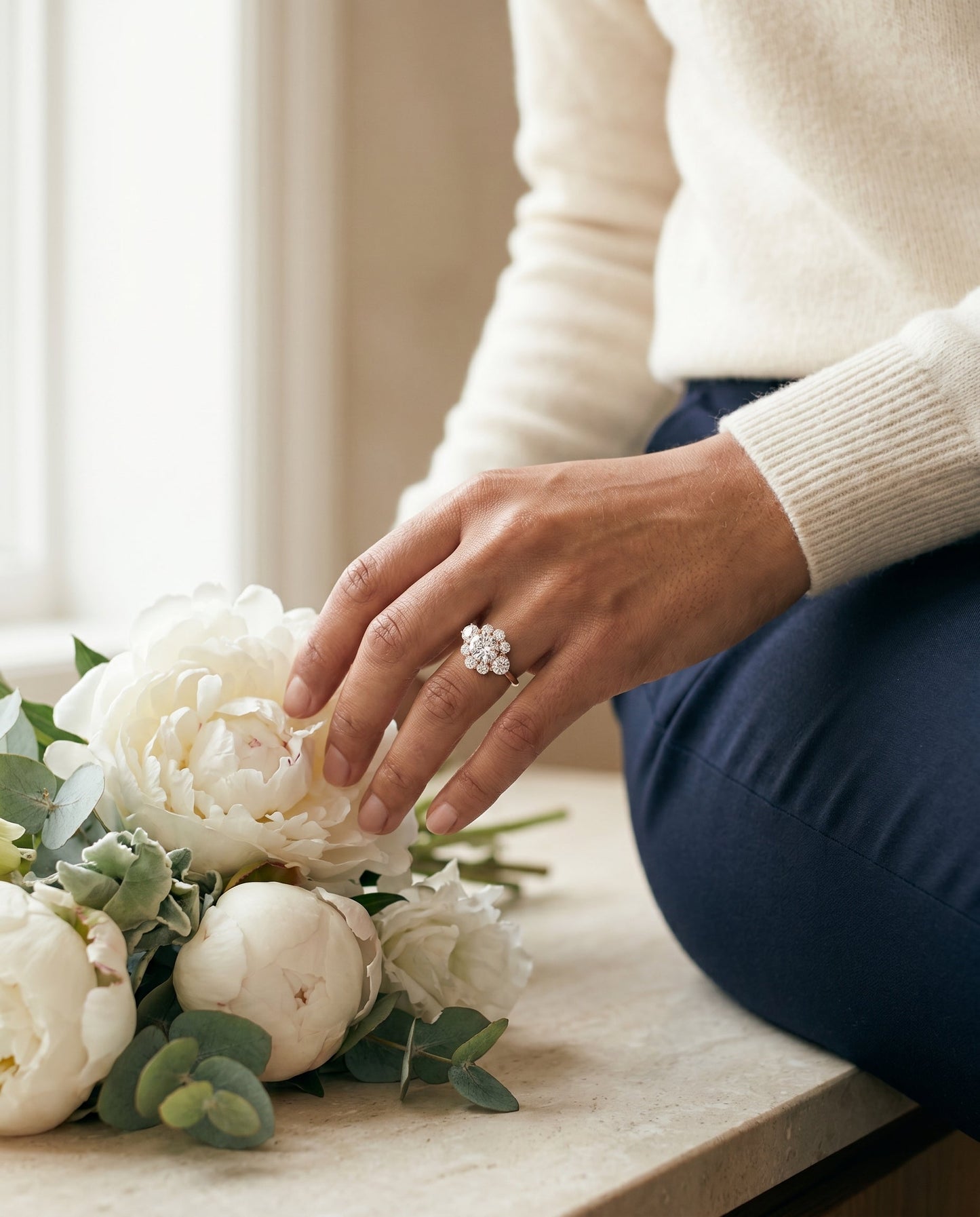 Pamina Select Modern Blossom Cluster Solitaire in 14K Rose Gold – view 7