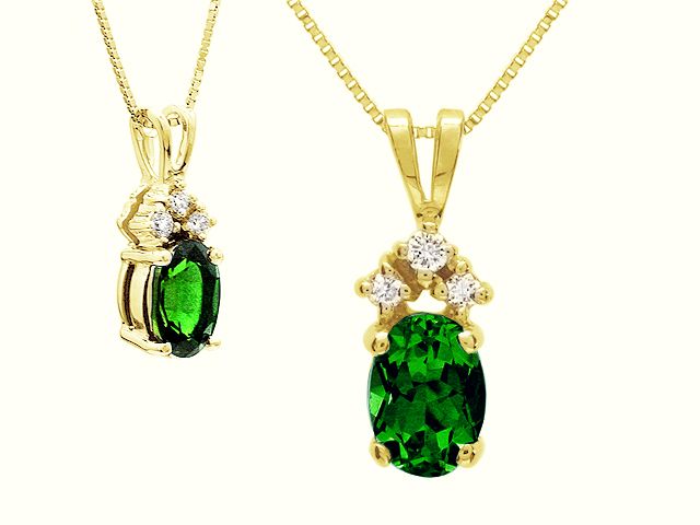Created Emerald Pendant in 14K Yellow Gold | RockHer