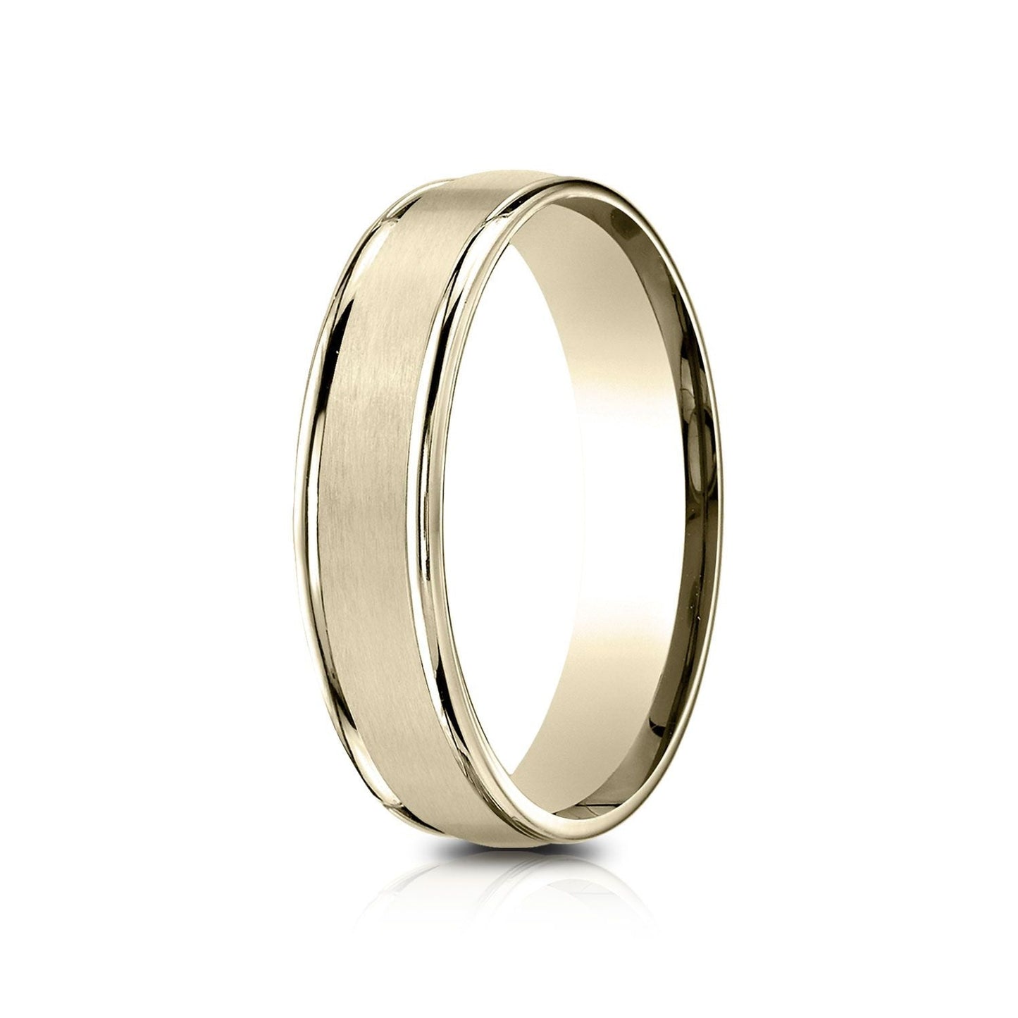 5mm Satin Finish High Polished Round Edge Carved Wedding Band, in 14K Yellow Gold | RockHer