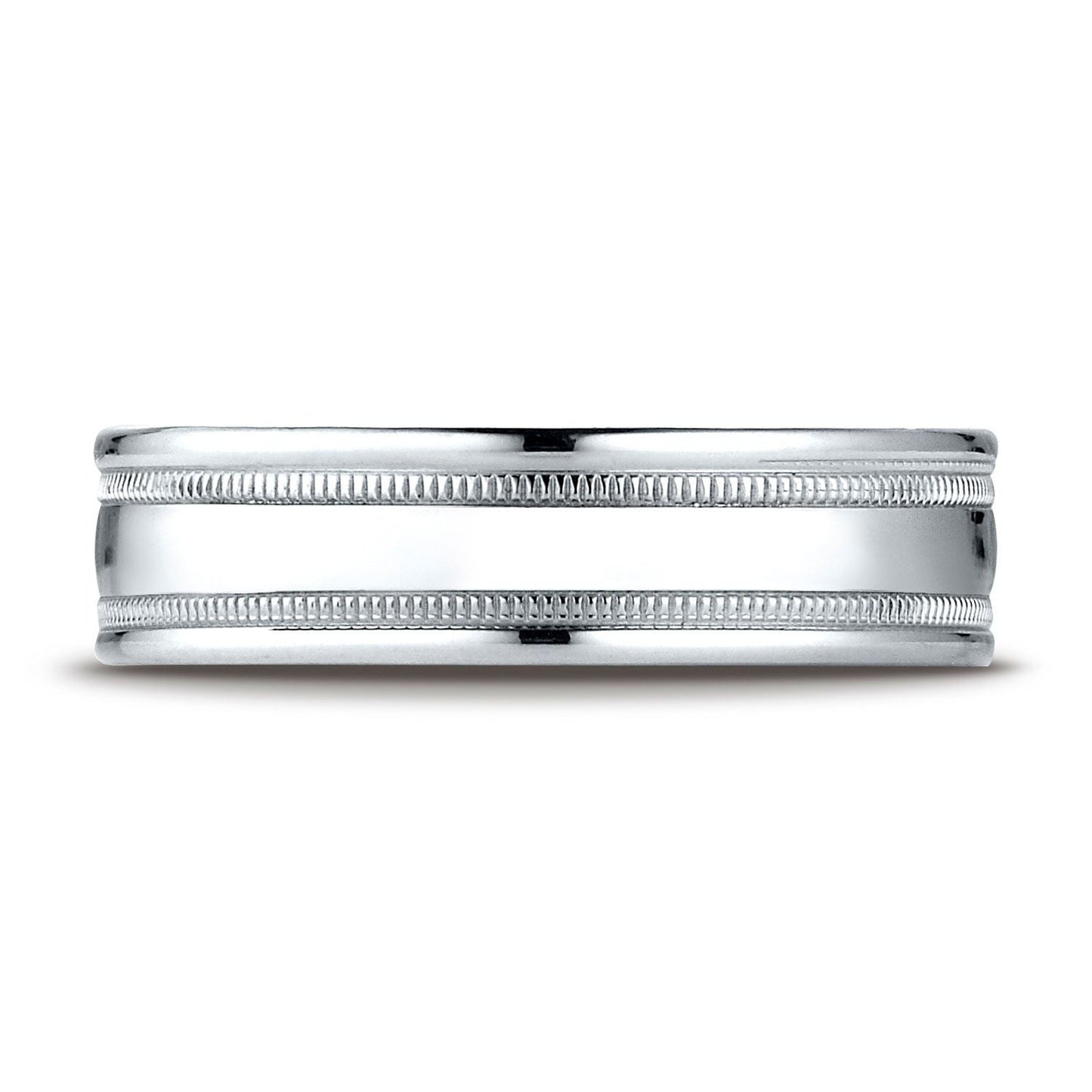 6mm High Polish Milgrain Round Edge Carved Wedding Band, in Platinum | RockHer